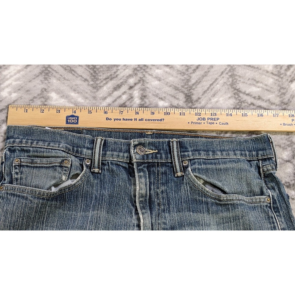 Levis 505 33 x 33 Regular Straight Denim Stone Jeans Textured Stripe Y2K Style - Picture 3 of 13